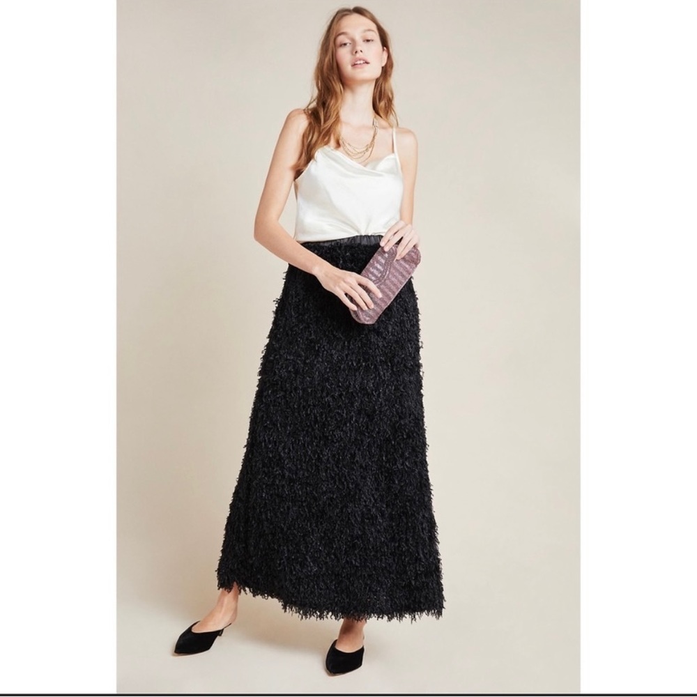 Anthropologie Sunday in Brooklyn Chantal Feathered Maxi Skirt Size XS